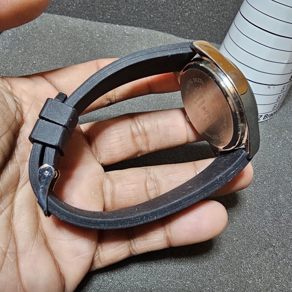 Precision By Gruen Mens Quartz Date Just Watch Working Silver Tone Blue Dial str - Picture 7 of 9